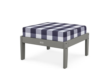 Country Living Cottage Deep Seating Ottoman in Slate Grey / Buffalo Plaid Navy