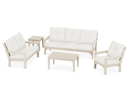 POLYWOOD® Vineyard 5 Piece Deep Seating Set in Sand / Natural Linen