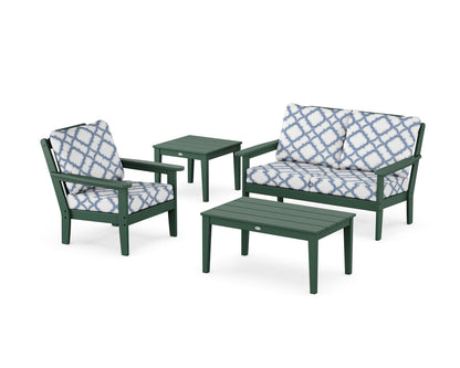 Country Living Wovendale 4-Piece Deep Seating Set in Green / Trellis Sky Blue