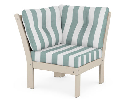 POLYWOOD® Vineyard Modular Corner Chair in Sand / Cabana Stripe Glacier Spa