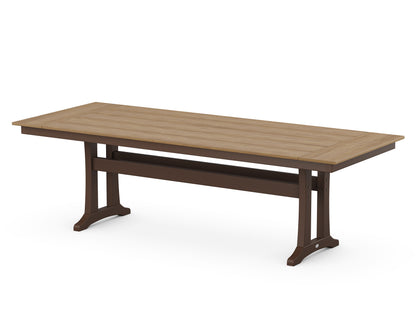POLYWOOD® Farmhouse Trestle 38" x 96" Dining Table in Mahogany / Natural