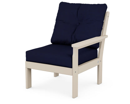 POLYWOOD® Vineyard Modular Right Arm Chair in Sand / Navy