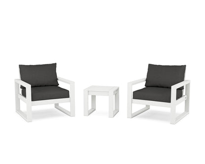 POLYWOOD® EDGE Sectional 3-Piece Deep Seating Set in White / Spectrum Carbon