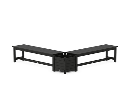 POLYWOOD® 60" Nautical L- Shaped Planter Bench Set in Black