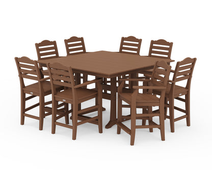 Draper James™ by  POLYWOOD® Savannah 9-Piece Square Farmhouse Counter Set with Trestle Legs in Teak