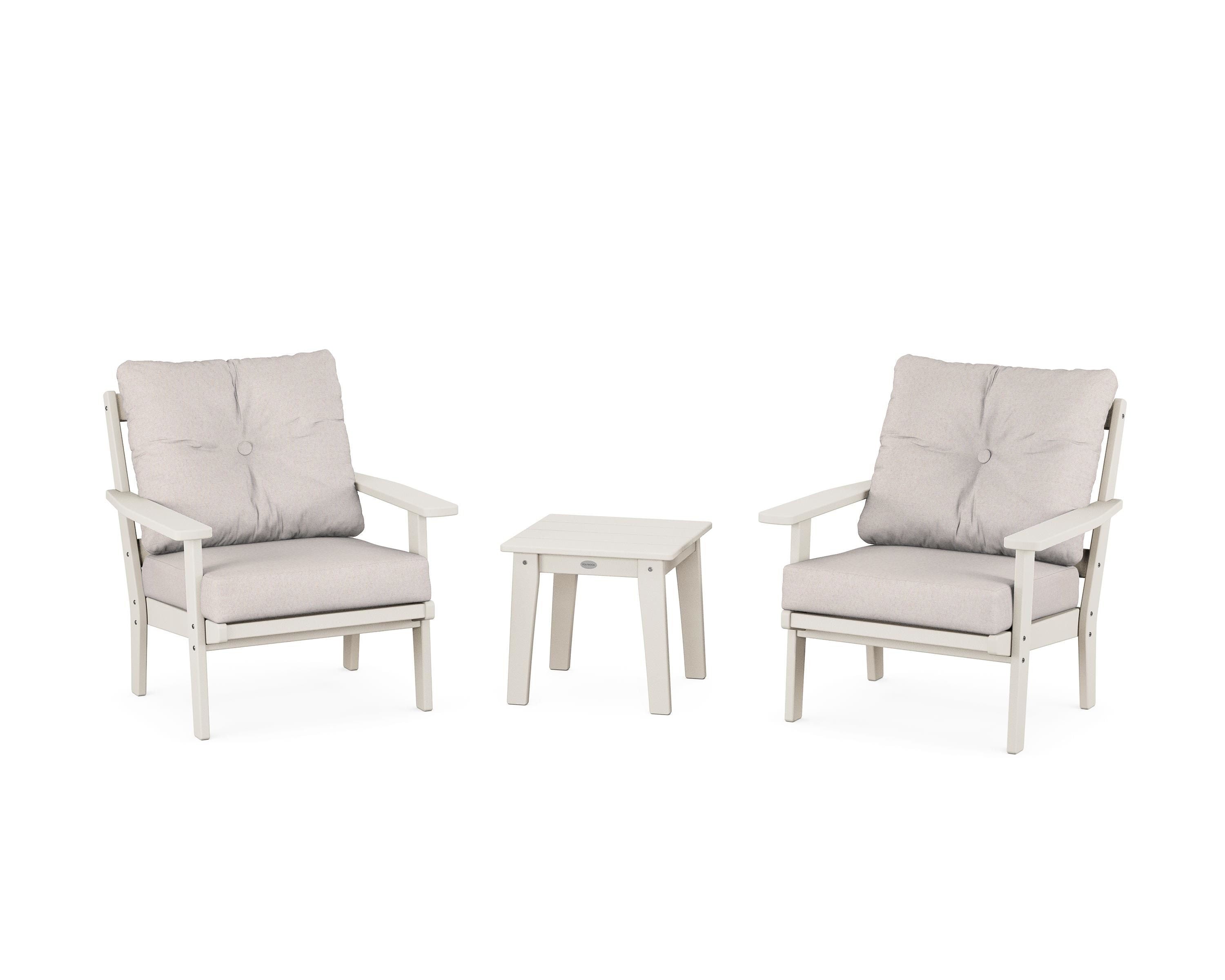 POLYWOOD® Prairie 3-Piece Deep Seating Set in Sand / Dune Burlap