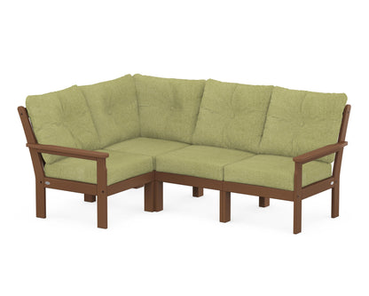 POLYWOOD® Vineyard 4-Piece Sectional in Teak / Chartreuse Boucle