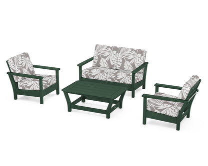POLYWOOD® Harbour 4-Piece Deep Seating Set in Green / Leaf Grey Mist