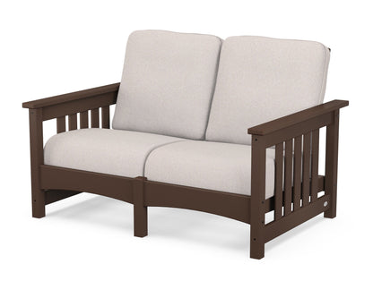 POLYWOOD® Club Mission Loveseat in Mahogany / Dune Burlap