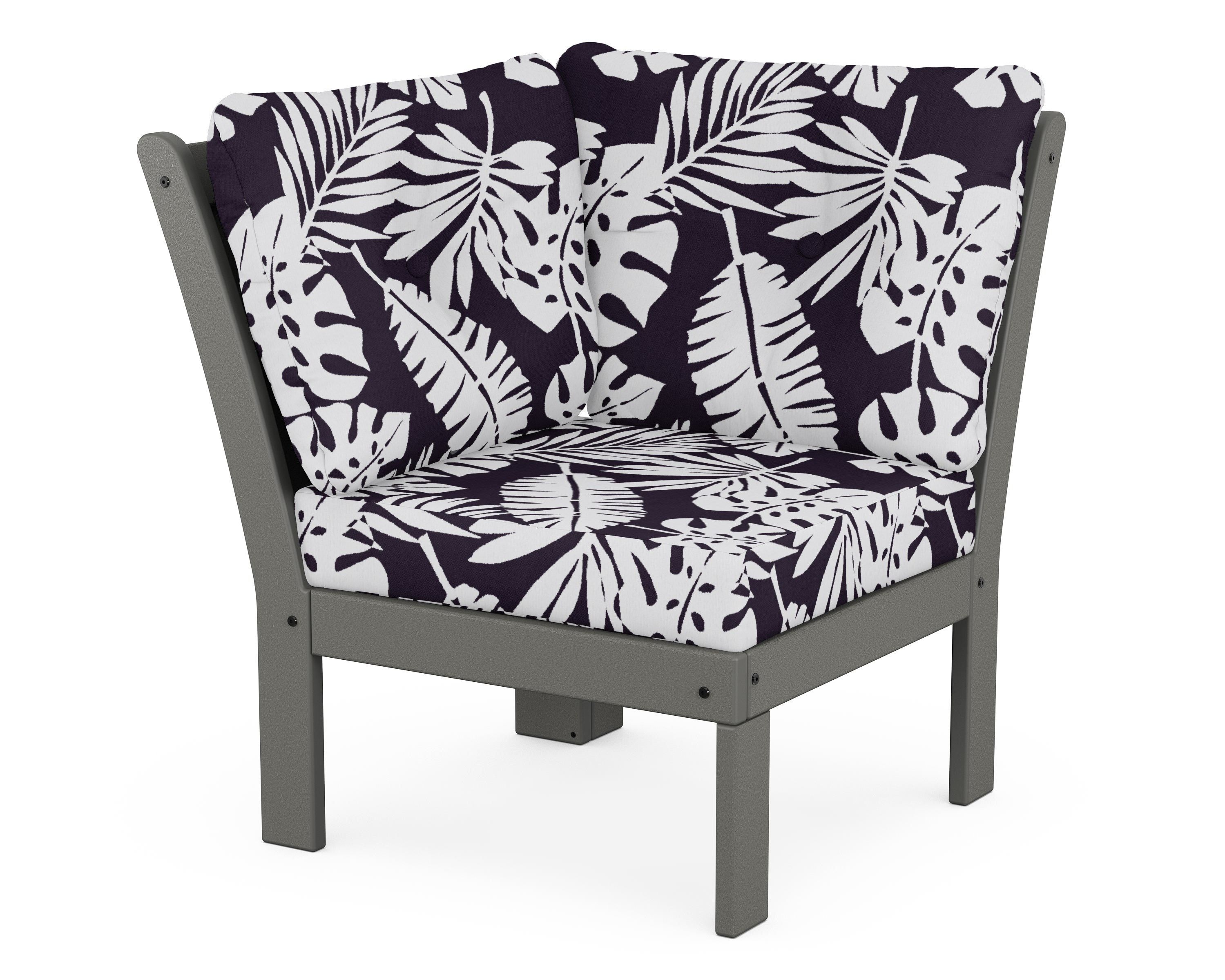 POLYWOOD® Vineyard Modular Corner Chair in Slate Grey / Leaf Navy