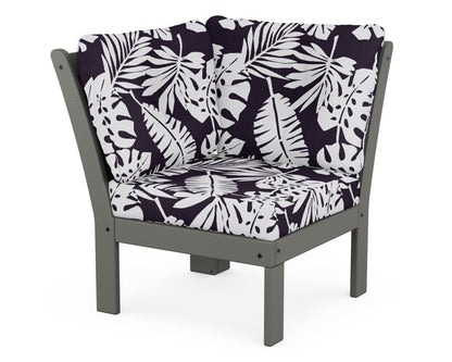 POLYWOOD® Vineyard Modular Corner Chair in Slate Grey / Leaf Navy