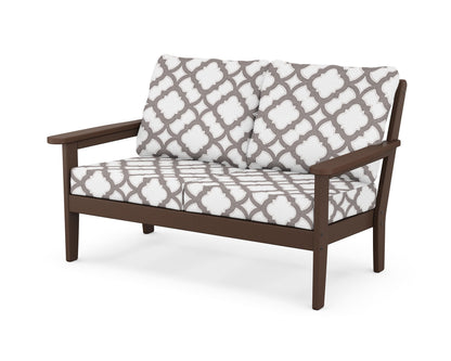 Country Living Cottage Deep Seating Loveseat in Mahogany / Trellis Grey Mist