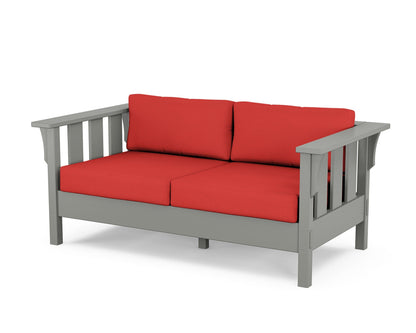 Martha Stewart by POLYWOOD® Acadia Deep Seating Loveseat in Slate Grey / Crimson Linen