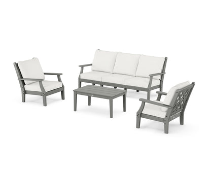 Country Living Wovendale 4-Piece Deep Seating Set with Sofa in Slate Grey / Natural Linen