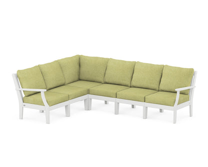 POLYWOOD® Braxton Modular 6-Piece Deep Seating Set in White / Chartreuse Boucle