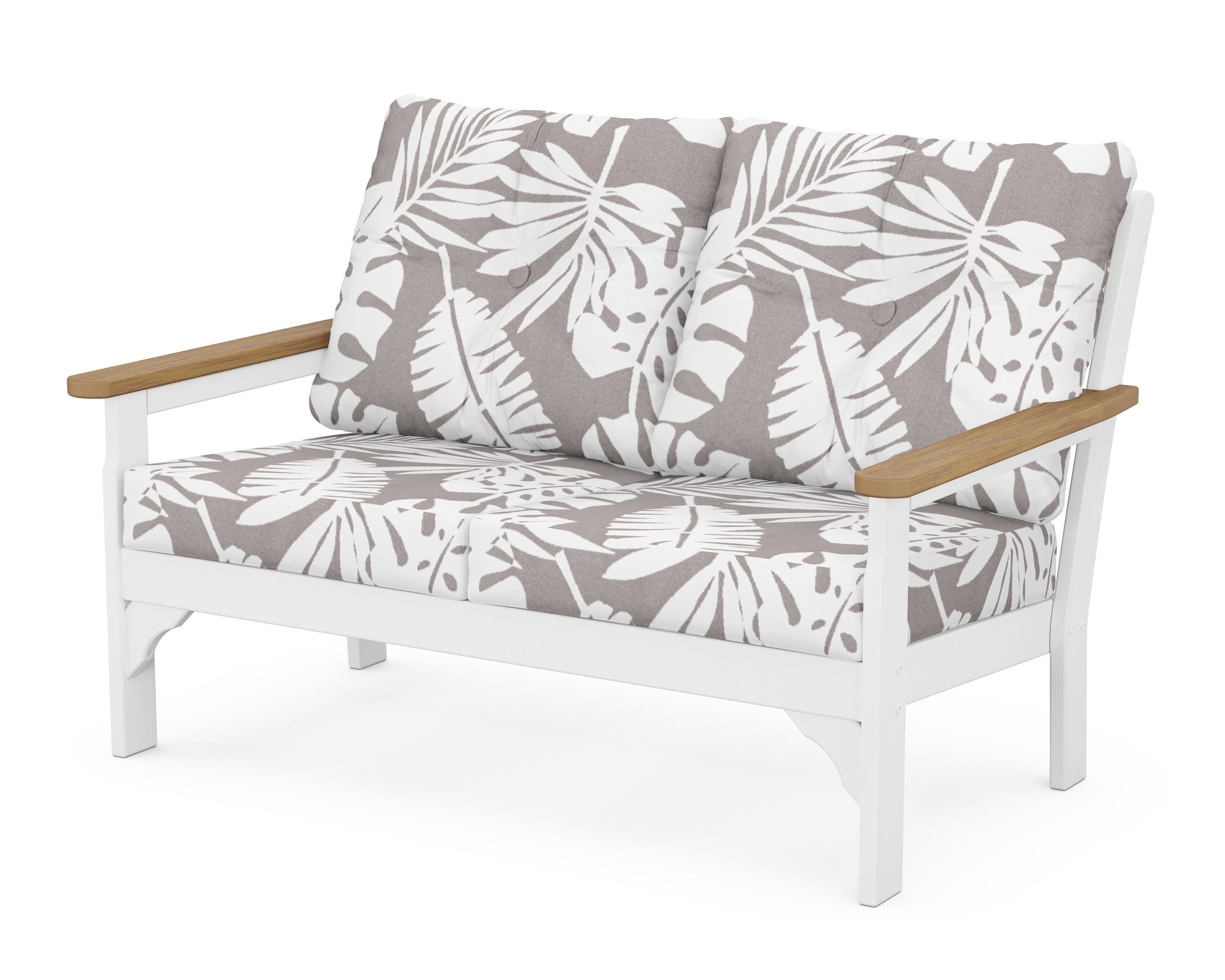 POLYWOOD® Vineyard Deep Seating Loveseat in White / Natural / Leaf Grey Mist