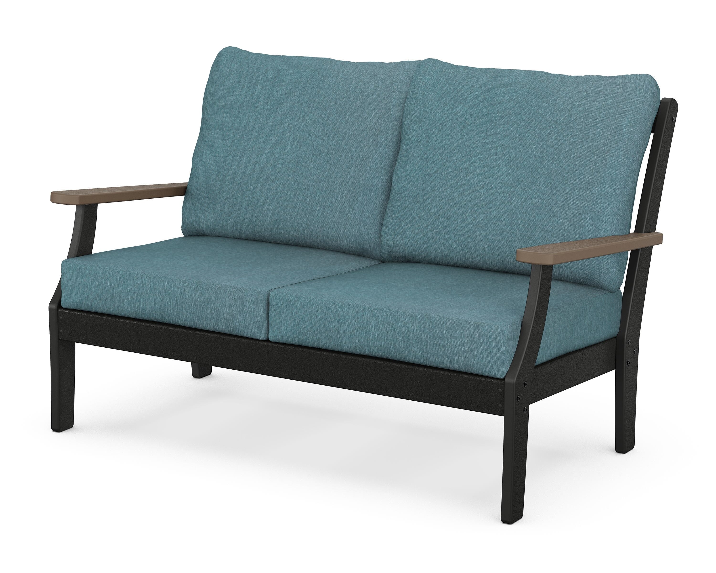 POLYWOOD® Braxton Deep Seating Loveseat in Black / Kona / Ocean Teal