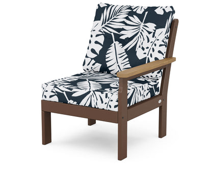 POLYWOOD® Vineyard Modular Right Arm Chair in Mahogany / Natural / Leaf Marine Indigo