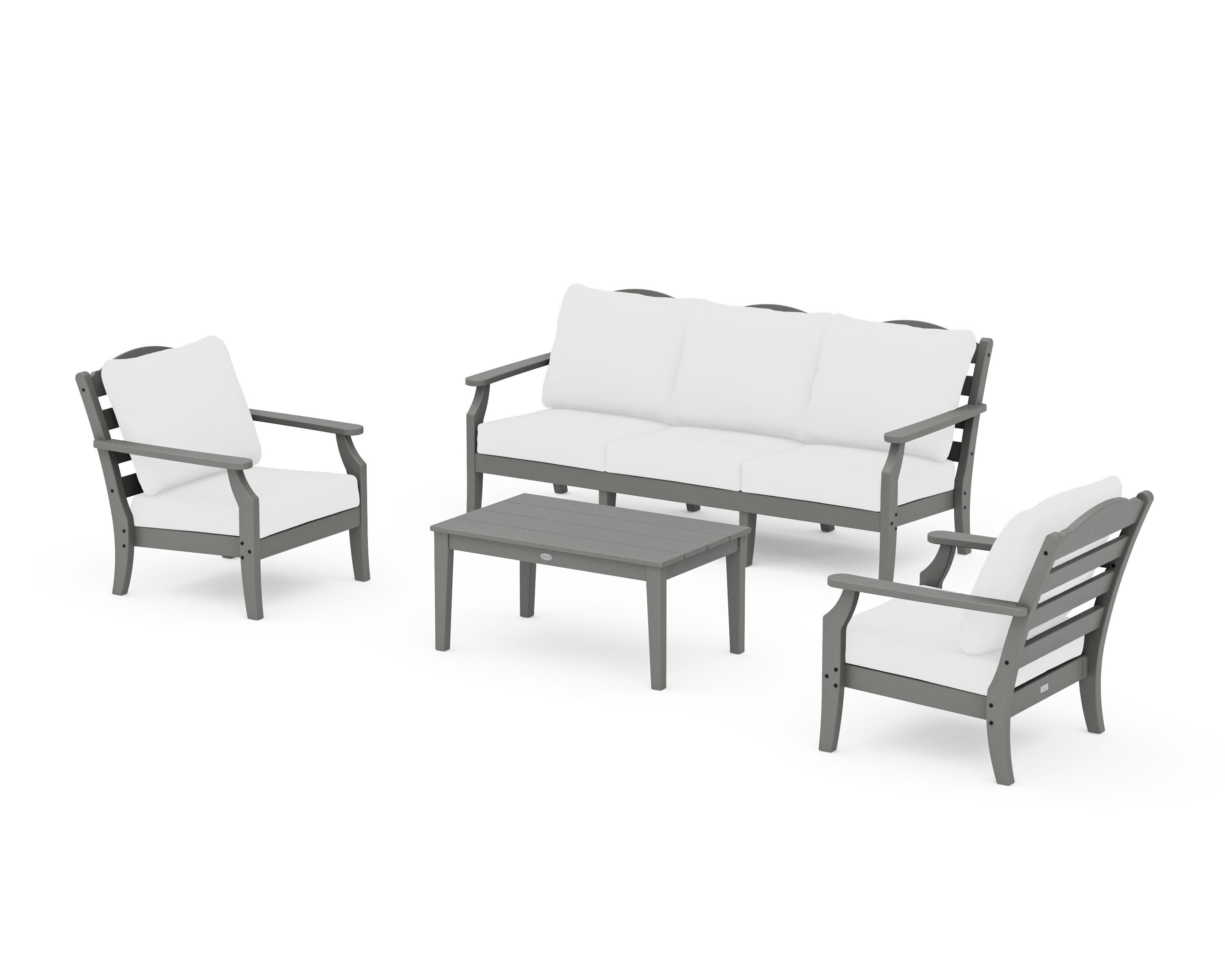 Draper James™ by  POLYWOOD® Savannah 4-Piece Deep Seating Set with Sofa in Slate Grey / Natural