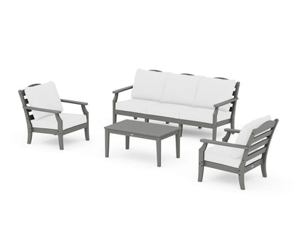 Draper James™ by  POLYWOOD® Savannah 4-Piece Deep Seating Set with Sofa in Slate Grey / Natural