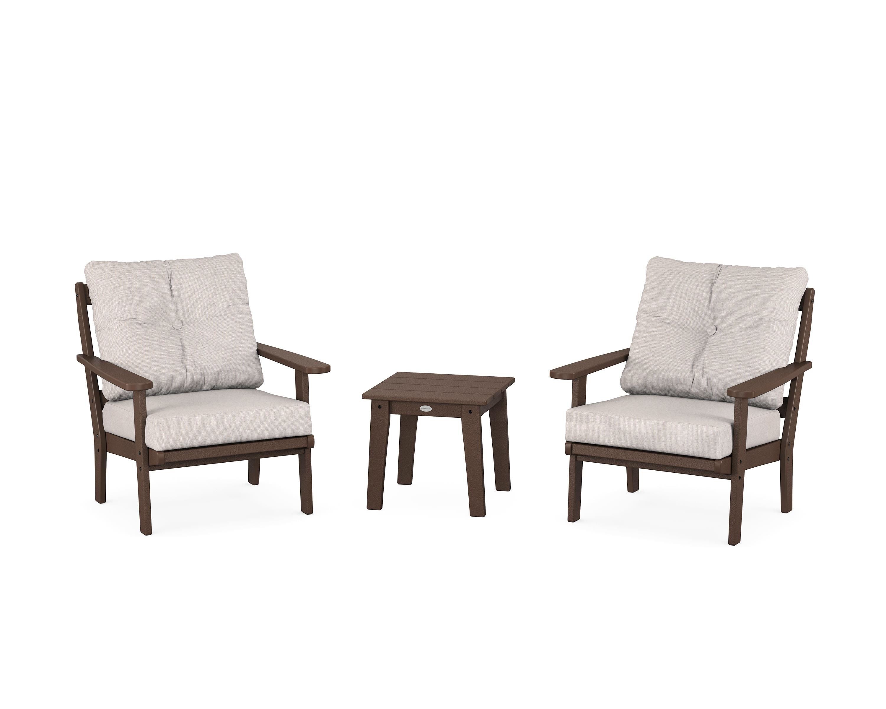POLYWOOD® Mission 3-Piece Deep Seating Set in Mahogany / Dune Burlap