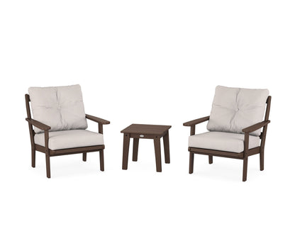 POLYWOOD® Mission 3-Piece Deep Seating Set in Mahogany / Dune Burlap