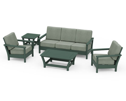 POLYWOOD® Harbour 5-Piece Deep Seating Set in Green / Cast Sage