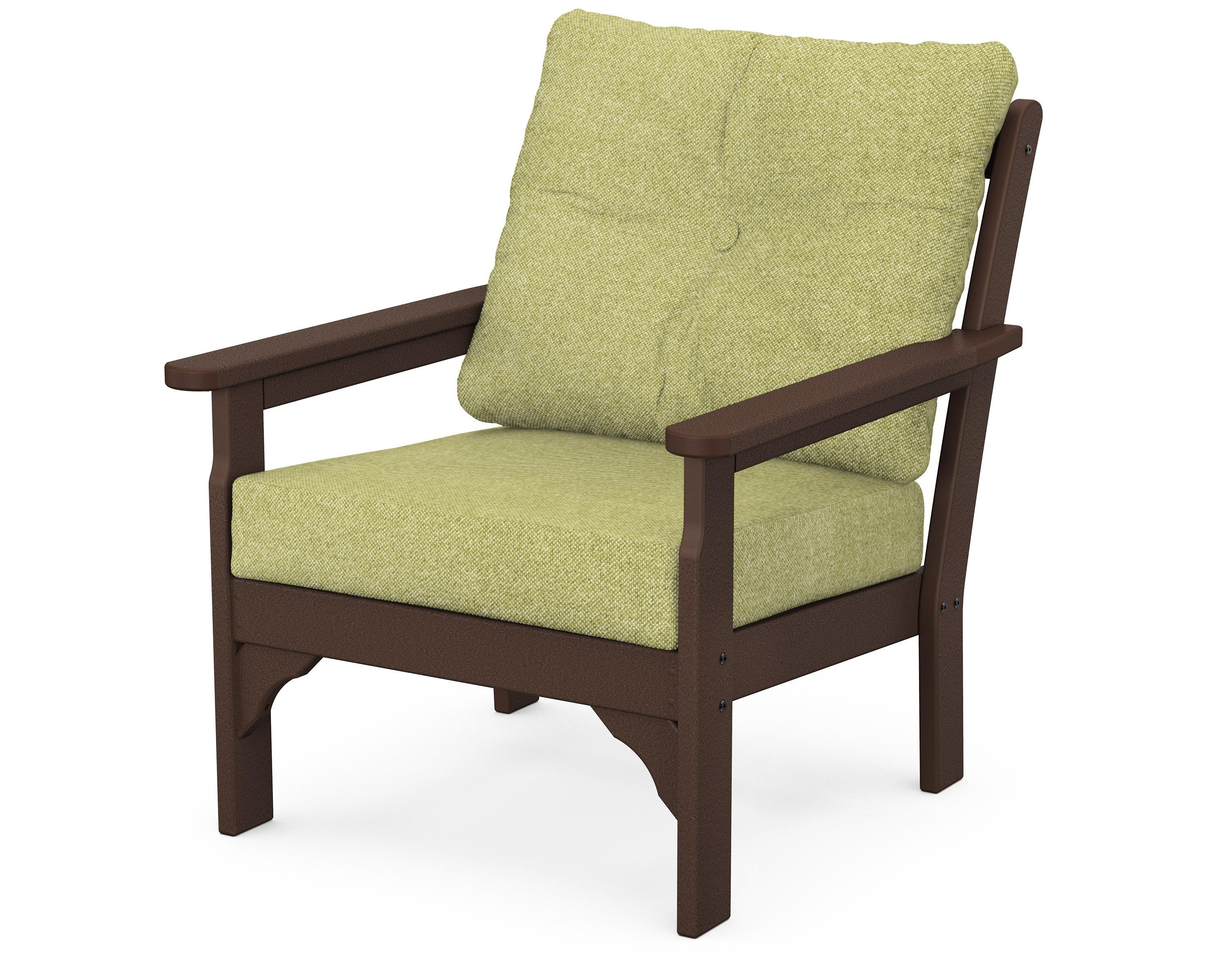 POLYWOOD® Vineyard Deep Seating Chair in Mahogany / Chartreuse Boucle