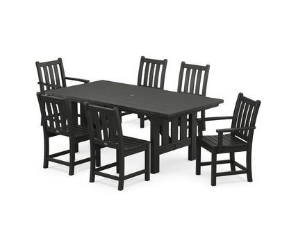 POLYWOOD® Traditional Garden 7-Piece Dining Set with Mission Table in Black