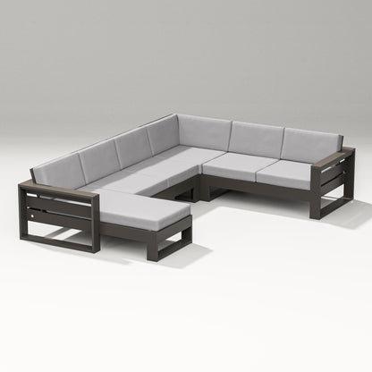 PW Designer Series Latitude Corner Sectional with Left Chaise in Vintage Coffee / Granite