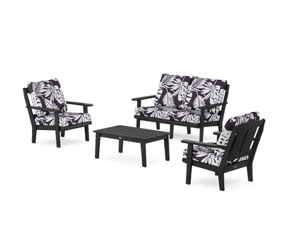 POLYWOOD® Mission 4-Piece Deep Seating Set with Loveseat in Black / Leaf Navy