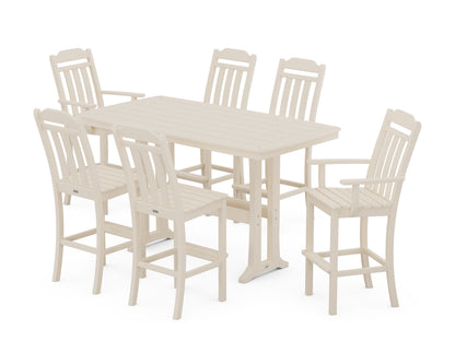 Country Living Cottage 7-Piece Bar Set with Trestle Legs in Sand