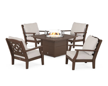 Chinoiserie 5-Piece Deep Seating Set with Fire Pit Table