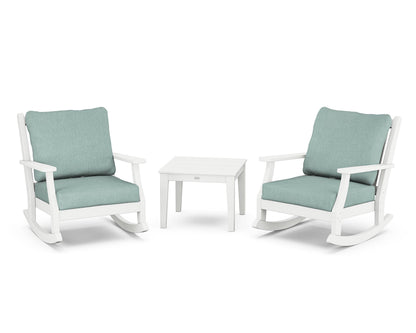 Country Living Wovendale 3-Piece Deep Seating Rocker Set in White / Glacier Spa