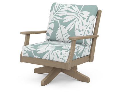 POLYWOOD® Braxton Deep Seating Swivel Chair in Vintage Sahara / Leaf Glacier Spa