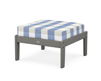 POLYWOOD® Braxton Deep Seating Ottoman in Slate Grey / Buffalo Plaid Sky Blue