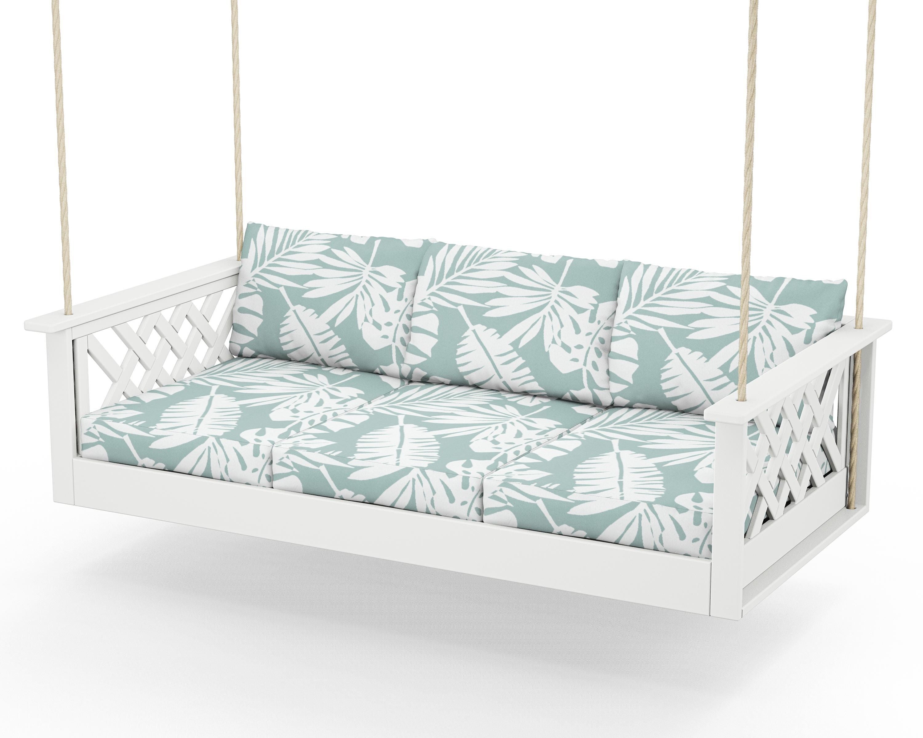 Country Living Wovendale Daybed Swing in White / Leaf Glacier Spa