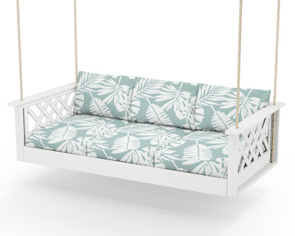 Country Living Wovendale Daybed Swing in White / Leaf Glacier Spa