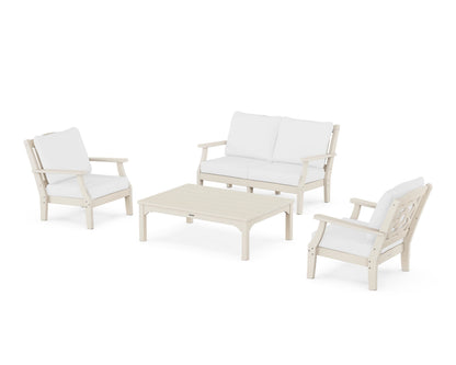 Martha Stewart by POLYWOOD® Chinoiserie 4-Piece Deep Seating Set with Loveseat in Sand / Natural