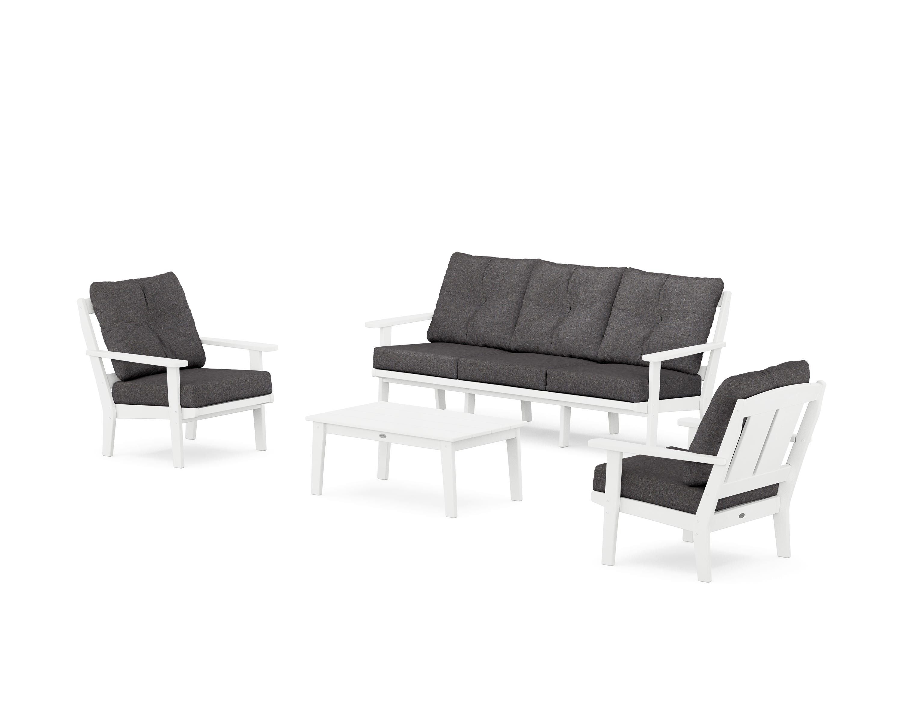 POLYWOOD® Mission 4-Piece Deep Seating Set with Sofa in White / Ash Charcoal