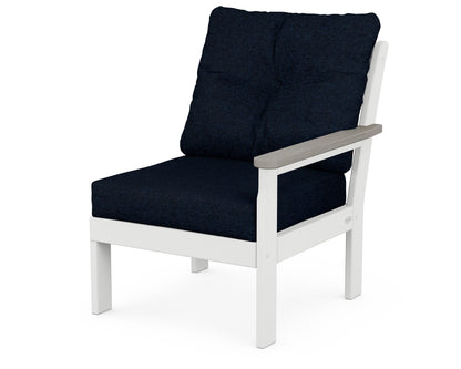 POLYWOOD® Vineyard Modular Right Arm Chair in White / Driftwood / Marine Indigo