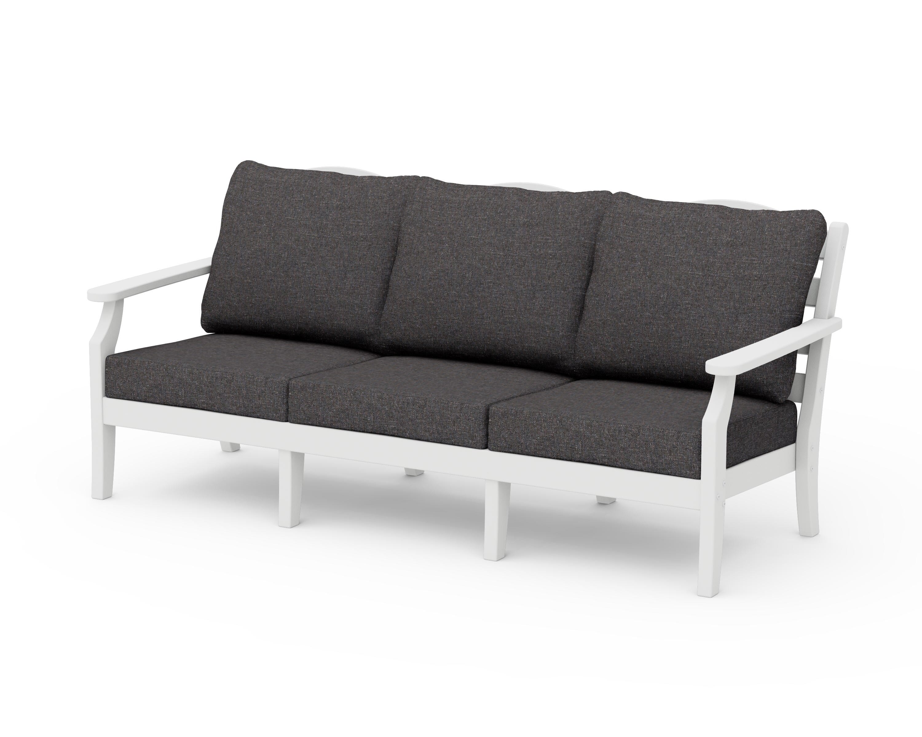 Draper James™ by  POLYWOOD® Savannah Deep Seating Sofa in White / Ash Charcoal