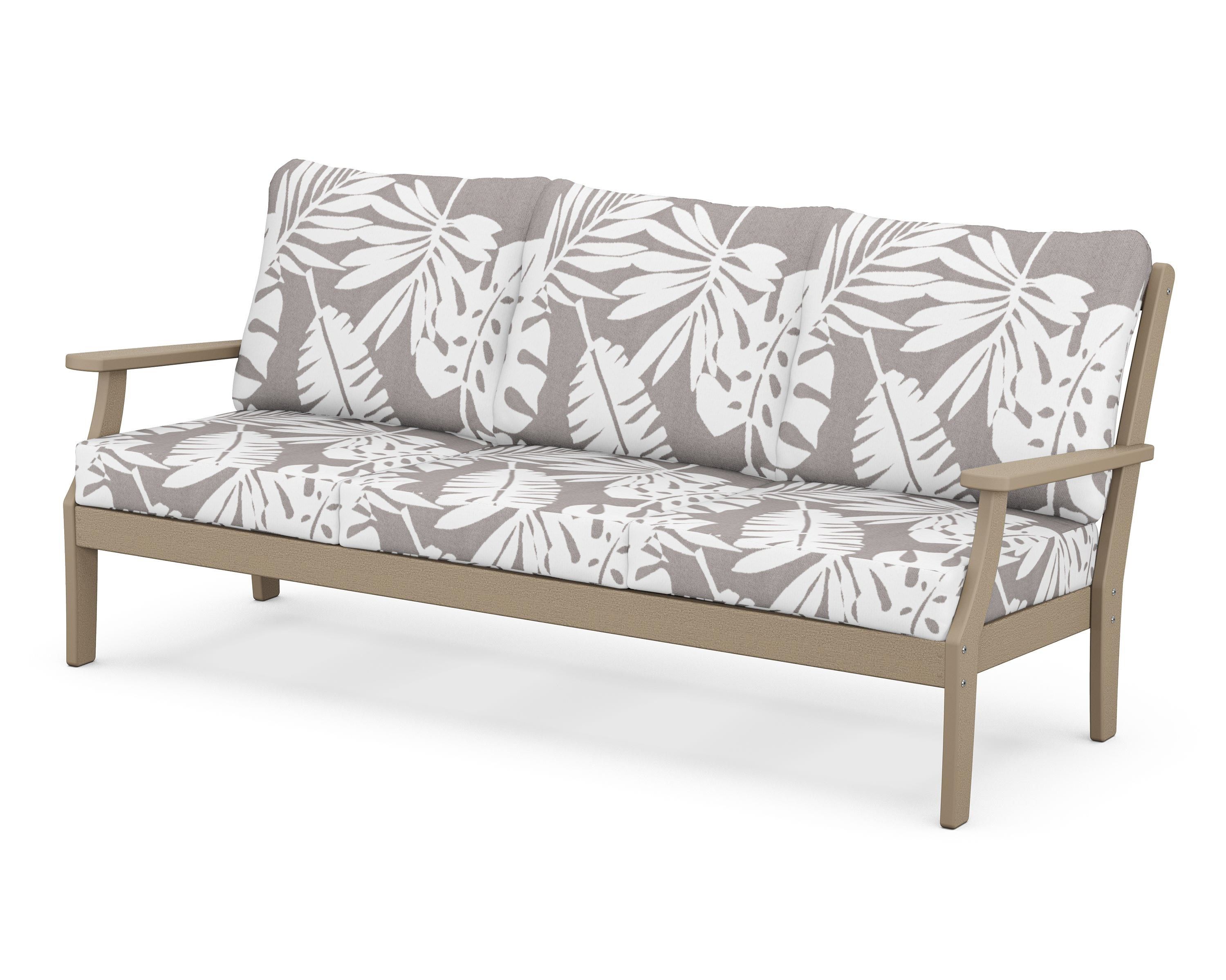 POLYWOOD® Braxton Deep Seating Sofa in Vintage Sahara / Leaf Grey Mist
