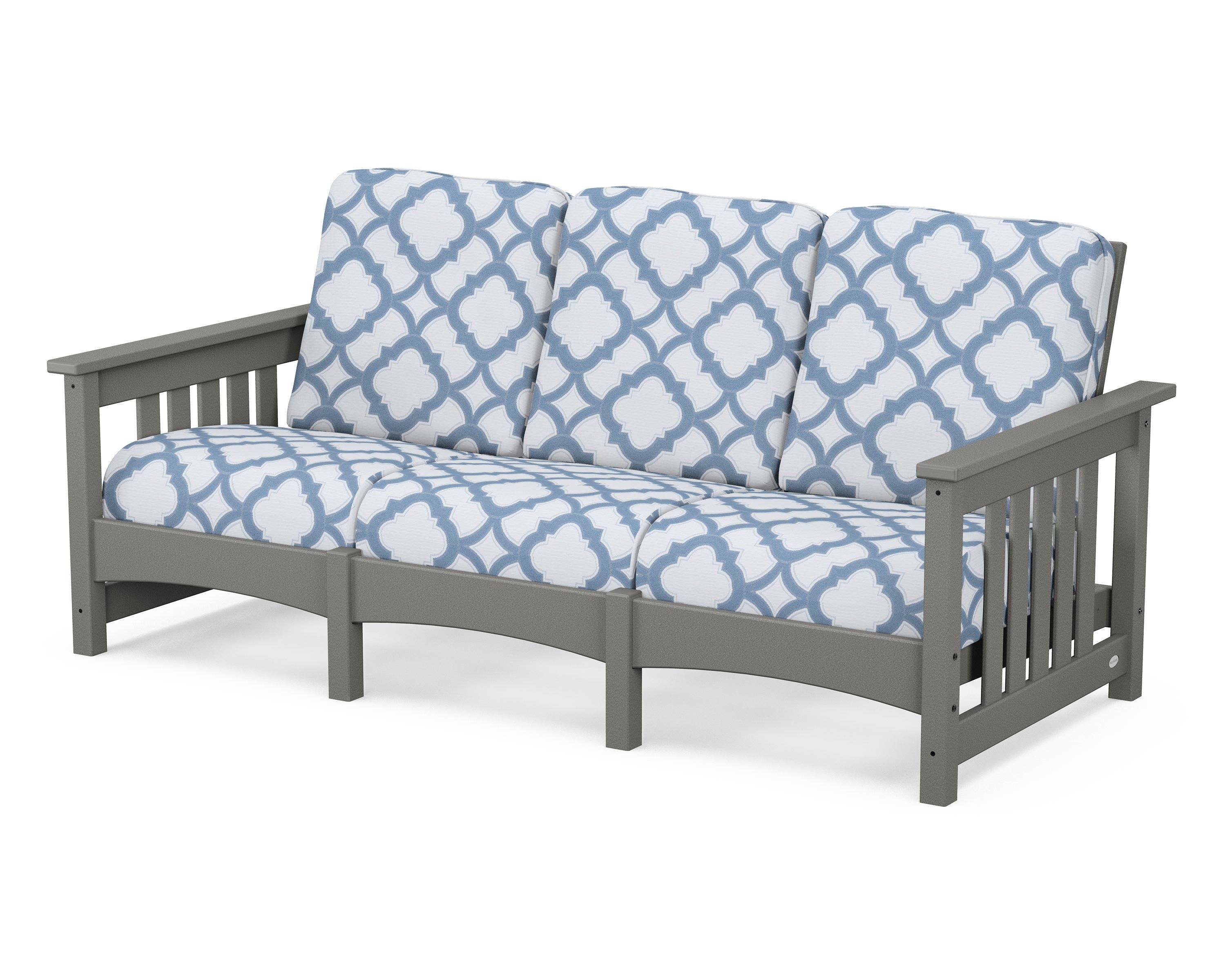 POLYWOOD® Club Mission Sofa in Slate Grey / Trellis Sky Blue