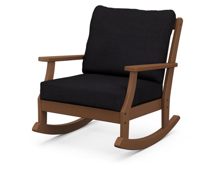 POLYWOOD® Braxton Deep Seating Rocking Chair in Teak / Midnight Linen
