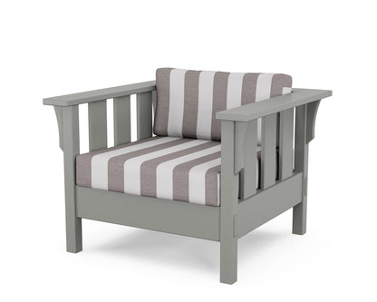 Martha Stewart by POLYWOOD® Acadia Deep Seating Chair in Slate Grey / Cabana Stripe Grey Mist