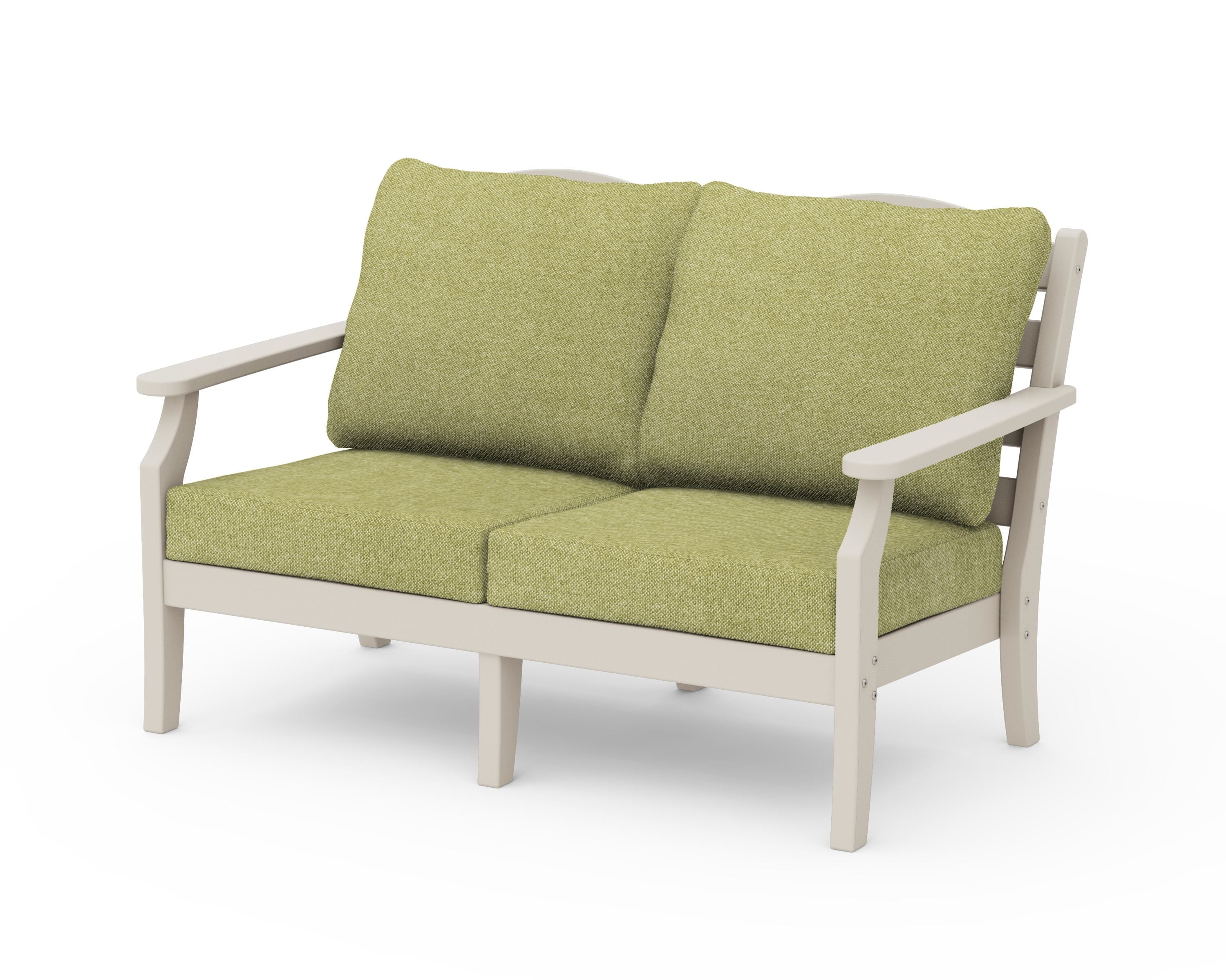 Draper James™ by  POLYWOOD® Savannah Deep Seating Loveseat in Sand / Chartreuse Boucle