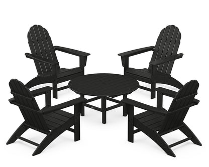 POLYWOOD® Vineyard 5-Piece Adirondack Chair Conversation Set in Black