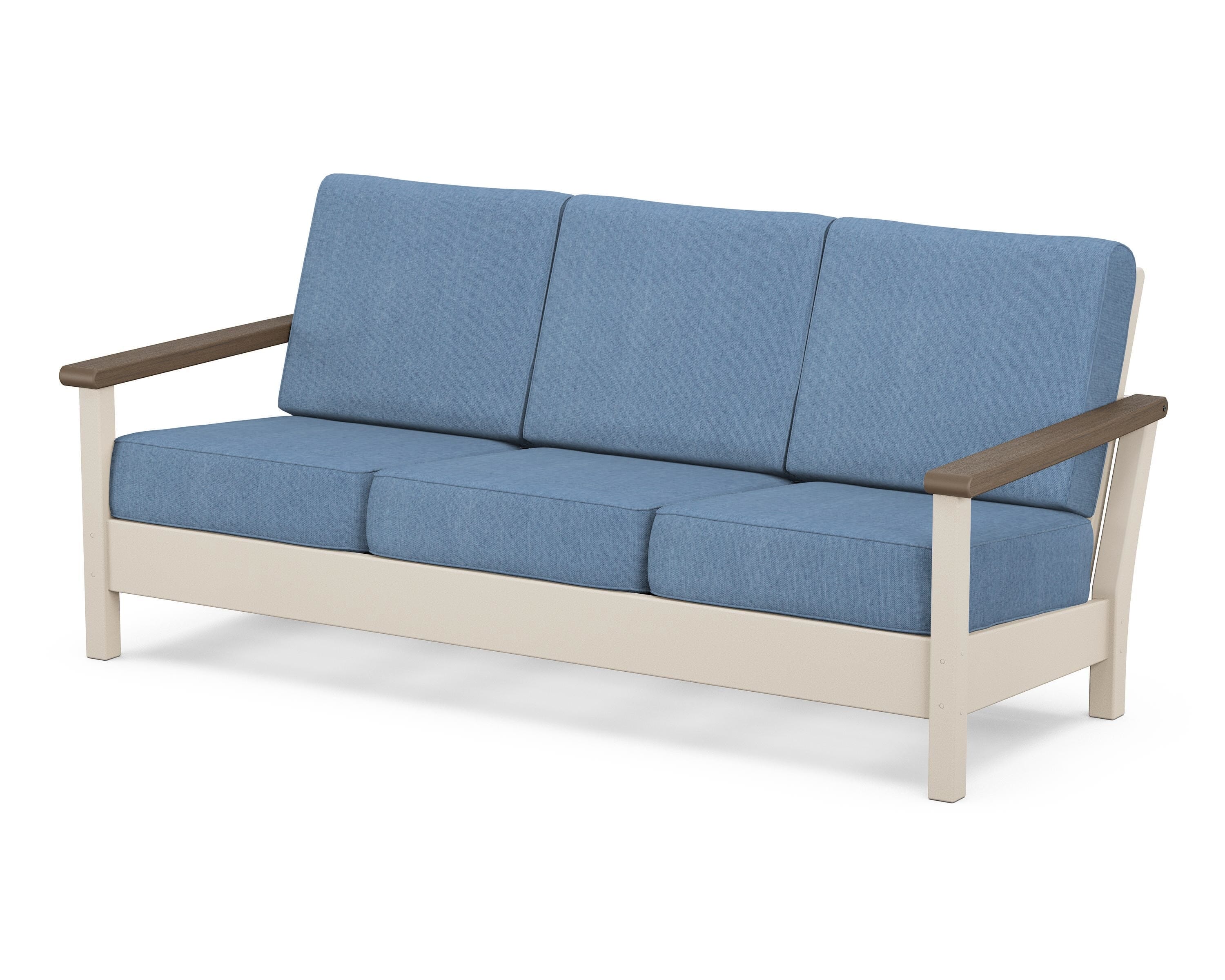 POLYWOOD® Harbour Deep Seating Sofa in Sand / Kona / Sky Blue
