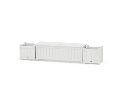 POLYWOOD® 48" Vineyard Straight Planter Storage Bench Set in White